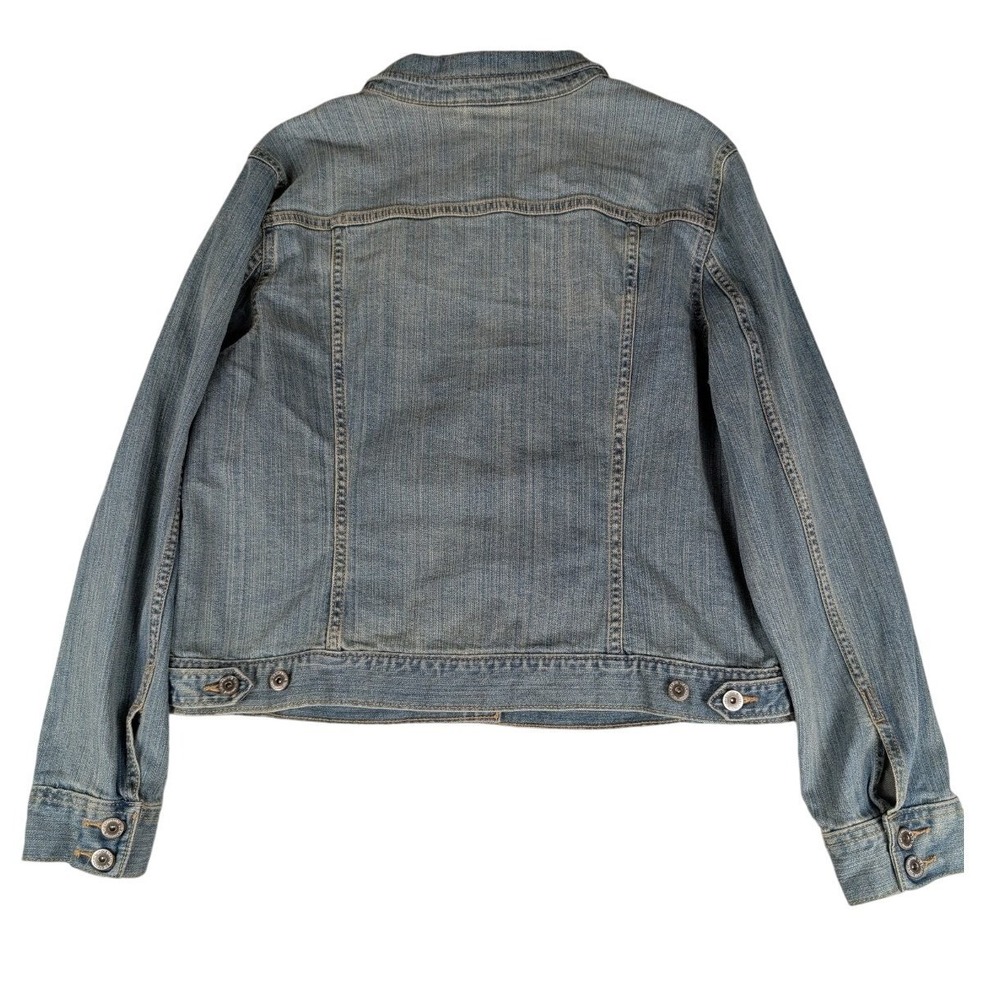 Liz Claiborne Blue Denim Trucker Jacket Womens XL Stretch Cotton Medium Wash - Picture 9 of 16